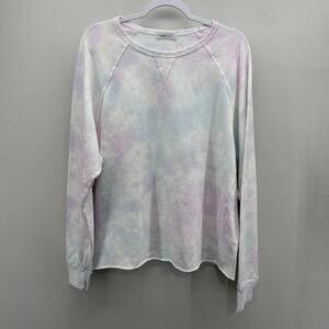 Melted Velvet Crewneck Sweatshirt Womens Large Vintage Cloud Pastel French Terry